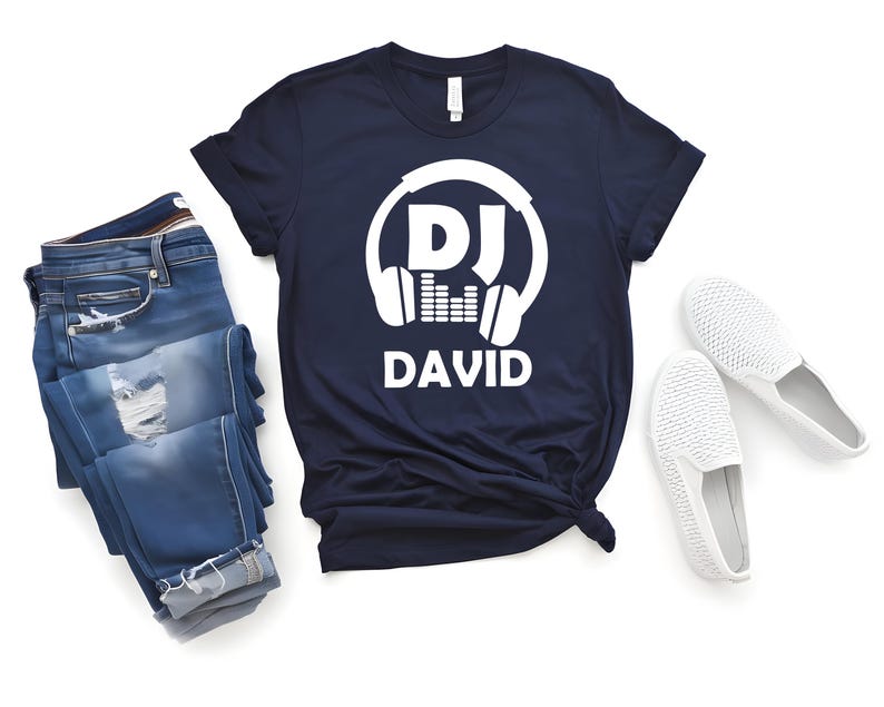 Custom DJ Name Shirt, Personalised DJ T Shirt, Music Lover Gift For Him, Custom Headphones Graphic Tee, DJ Birthday Gift, Festival Xmas Tops