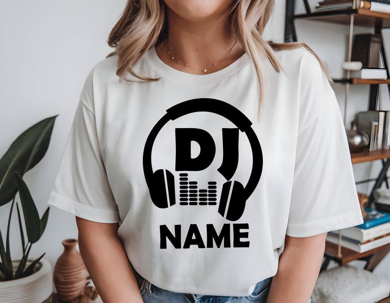 Custom DJ Name Shirt, Personalised DJ T Shirt, Music Lover Gift For Him, Custom Headphones Graphic Tee, DJ Birthday Gift, Festival Xmas Tops