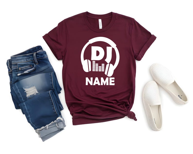 Custom DJ Name Shirt, Personalised DJ T Shirt, Music Lover Gift For Him, Custom Headphones Graphic Tee, DJ Birthday Gift, Festival Xmas Tops