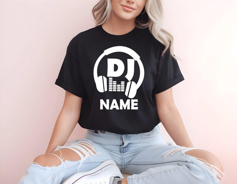 Custom DJ Name Shirt, Personalised DJ T Shirt, Music Lover Gift For Him, Custom Headphones Graphic Tee, DJ Birthday Gift, Festival Xmas Tops