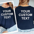 Comfortable personalised t shirt suitable for everyday wear, travelling, shopping, holidays, family gatherings, casual outings and special events. The custom front and back print design allows wearers to showcase their personality, branding or message while enjoying a soft and durable shirt designed for regular use.