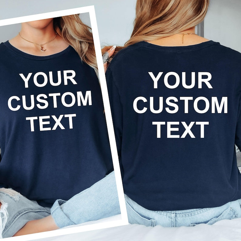 Comfortable personalised t shirt suitable for everyday wear, travelling, shopping, holidays, family gatherings, casual outings and special events. The custom front and back print design allows wearers to showcase their personality, branding or message while enjoying a soft and durable shirt designed for regular use.