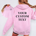 Personalised custom text hoodie, front and back print hoodie, custom wording hoodie, personalised slogan hoodie, custom quote hoodie, create your own hoodie, design your own hoodie, personalised clothing UK, custom hoodie gift, business hoodie, personalised event hoodie, custom message hoodie and premium personalised hoodie printed in the UK.