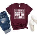 Straight Outta Any Text t shirt perfect for birthdays, Christmas celebrations, hen parties, stag parties, business events, promotional campaigns, family reunions, sports teams, friendship groups and personalised gift occasions. A versatile custom shirt suitable for a wide range of special events and memorable celebrations.
