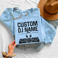 Create a unique personalised DJ sweatshirt by adding your own DJ name above the controller graphic. Perfect for professional DJs, beginners, producers and entertainers looking for custom apparel. Every sweatshirt is made to order and professionally printed in the UK by TeezoraPrints.