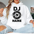 Personalised DJ hoodie, custom DJ name hoodie, heartbeat DJ pullover, music producer hoodie, disc jockey apparel, electronic music clothing, festival outfit, stage performance hoodie, custom music gift and premium winter wear. Every hoodie is proudly printed in the UK by TeezoraPrints.