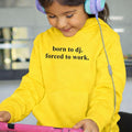 Perfect for DJ gigs, club nights, music festivals, rehearsal sessions, recording studios, house parties, concerts, holidays and everyday wear. This funny Born To DJ. Forced To Work. Hoodie combines premium warmth with a humorous design that every music lover can appreciate. Every premium hoodie is professionally printed in the UK by TeezoraPrints for exceptional quality and lasting comfort.