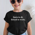 This funny DJ graphic t-shirt is designed for club DJs, wedding DJs, mobile entertainers, music producers, EDM artists and electronic dance music fans. Perfect for festivals, club performances, studio sessions, concerts, parties and weekend outings. Featuring the humorous Born To DJ Forced To Work slogan, every premium t-shirt is professionally printed in the UK by TeezoraPrints using high-quality printing for excellent durability and comfort.