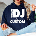 Personalised Official DJ hoodie, custom DJ name hoodie, DJ heartbeat hoodie, disc jockey hoodie, music producer hoodie, personalised DJ gift, heartbeat DJ design, electronic music hoodie, festival hoodie, club DJ apparel, premium unisex hoodie, custom printed hoodie and UK printed hoodie by TeezoraPrints.