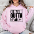 Unisex personalised hoodie suitable for men, women, teenagers, students, business owners, sports teams, friendship groups and families. The custom Straight Outta design can be personalised for any audience, making it a versatile clothing option for individuals looking for unique personalised apparel.
