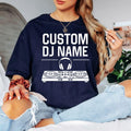 Personalised DJ shirt, custom DJ name t shirt, DJ controller tee, disc jockey apparel, music producer shirt, headphones graphic tee, EDM clothing, festival outfit, nightclub performer shirt, custom music apparel and premium DJ fashion. Every premium shirt is proudly printed in the UK by TeezoraPrints for comfort and professional quality.