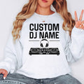 Custom DJ sweatshirt designed for DJs, producers, EDM artists, club entertainers and festival performers. Perfect for live shows, rehearsals, recording sessions, concerts and everyday outfits. Every premium crewneck is professionally printed in the UK by TeezoraPrints for lasting comfort and exceptional quality.