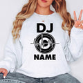 Custom DJ sweatshirt designed for DJs, producers, EDM artists, festival performers and nightclub entertainers. Perfect for live events, rehearsals, studio recording, concerts and everyday outfits. Every premium crewneck is professionally printed in the UK by TeezoraPrints, providing warmth, comfort and vibrant print quality.