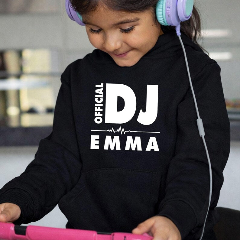 Searching for a unique personalised gift for a DJ? This Official DJ Heartbeat Hoodie can be customised with any name, making it an ideal birthday, Christmas or special occasion gift for DJs, music producers and electronic music lovers. Every premium hoodie is professionally printed in the UK by TeezoraPrints for outstanding quality.