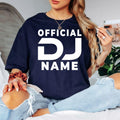 Custom Official DJ shirt for DJs, nightclub performers, music producers, festival artists and entertainment professionals. Perfect for live gigs, recording studios, private events, club performances and music festivals. Every premium graphic t-shirt is professionally printed in the UK by TeezoraPrints for outstanding comfort and vibrant print quality.