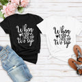 Funny When I Sip You Sip We Sip T Shirt for wine lovers, hen parties, bachelorette weekends, girls' trips, bridal showers, winery tours and matching friend outfits. This premium unisex graphic tee features a humorous drinking quote with soft fabric and durable professional printing. Teezora Prints offers high-quality UK printed apparel designed for celebrations, casual wear, gifting and memorable group events.