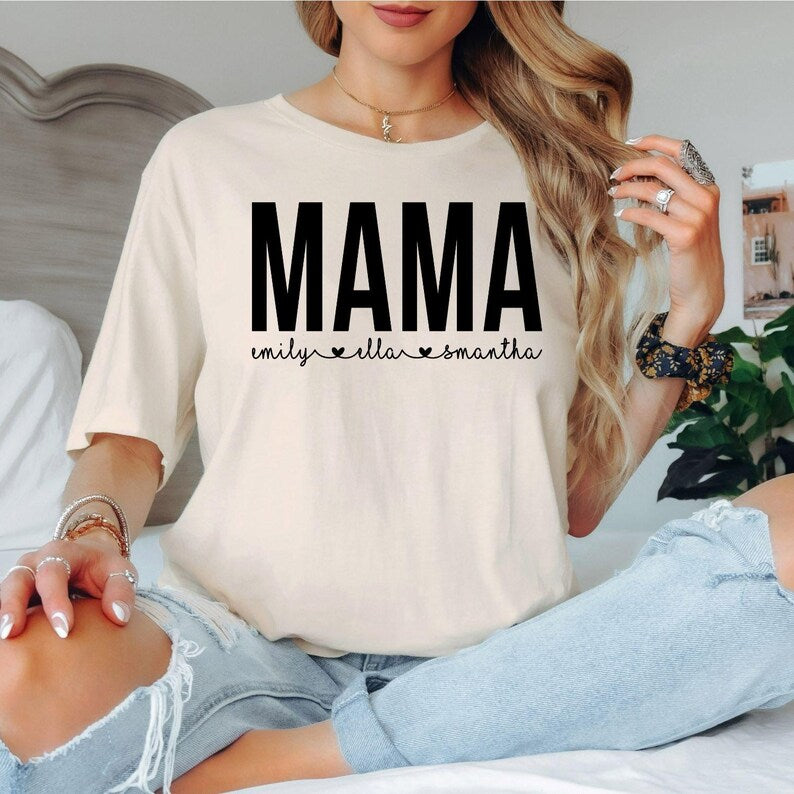 Personalised Mama T Shirt is perfect for Mother's Day, baby showers, pregnancy announcements, family photoshoots, birthdays, Christmas, family holidays, weekend outings, brunch dates, casual everyday wear, school runs, family celebrations, vacations, and matching family outfits. Teezora Prints combines premium quality with personalised style for every proud mum.