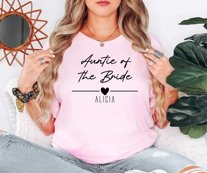 Personalised bridesmaid t shirts perfect for hen parties, bridal showers, wedding mornings, bridesmaid proposal events, bachelorette weekends, destination weddings, engagement celebrations and wedding photography sessions. A versatile bridal party clothing option suitable for every stage of the wedding journey.