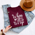 Wear this When I Sip You Sip We Sip T Shirt to hen parties, bachelorette weekends, girls' nights out, winery tours, birthday celebrations, bridal showers, holidays, festivals, summer parties and casual weekends with friends. Its eye-catching typography makes it an excellent matching outfit for group events, while Teezora Prints ensures premium comfort and long-lasting professional print quality.
