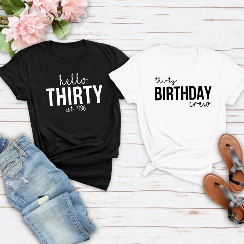 Custom personalised birthday shirt from TeezoraPrints featuring Birthday Squad, Birthday Crew and Hello Birthday artwork. Matching birthday t shirt for family and friends, personalised birthday gift, birthday party outfit, custom birthday clothing, birthday celebration shirt, birthday weekend apparel, family matching shirt and premium printed birthday tee suitable for any age.