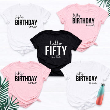 TeezoraPrints personalised birthday shirt featuring custom Birthday Squad, Birthday Crew and Hello Birthday designs for families, friends, couples and groups celebrating together. Personalise the age, name or wording to create unique matching birthday shirts for adults or children. Perfect for creating memorable group outfits, family celebrations, birthday weekends and special occasions with premium comfort and vibrant long-lasting print quality.