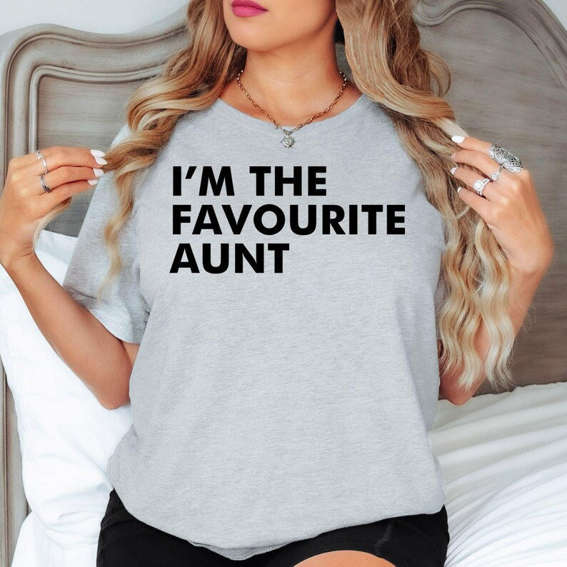I'm The Favourite Aunt T Shirt is perfect for birthdays, family reunions, baby showers, Mother's Day, Christmas celebrations, holidays, casual weekends, family BBQs, vacations, shopping trips, brunch dates, everyday casual wear, and special family gatherings. Teezora Prints combines premium quality with a bold typography design to create a fun conversation starter that every proud aunt will love wearing.