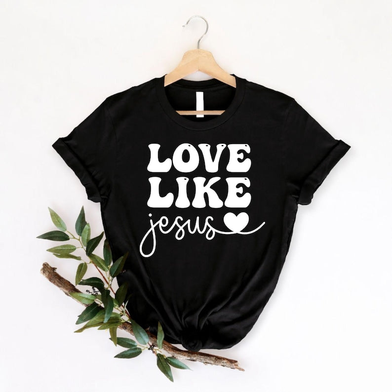 Love Like Jesus Christian t shirt makes a thoughtful gift for mums, dads, husbands, wives, daughters, sons, pastors, church leaders, Bible study friends, youth group members, and Christian families. Featuring an inspirational faith message, this premium shirt is ideal for birthdays, Christmas, Easter, Mother's Day, Father's Day, baptisms, confirmations, and church celebrations.