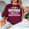 Looking for the perfect gift for someone with an amazing sense of humour? This In My Defense I Was Left Unsupervised T Shirt from Teezora Prints features a bold typography design with a hilarious sarcastic quote that instantly grabs attention. Professionally printed on a premium quality unisex t shirt, it offers exceptional comfort, long-lasting durability, and timeless style. Perfect for birthdays, Christmas, office parties, Secret Santa, casual weekends, and thoughtful gifts for sarcasm lovers.