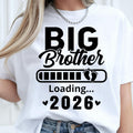 Custom Big Brother Loading T Shirt personalised with your chosen year to create a unique family keepsake. Featuring a loading bar design and baby footprint graphic, this shirt can be customised for pregnancy announcements, sibling reveals and family celebrations. A personalised garment designed to make special family moments even more memorable and meaningful.