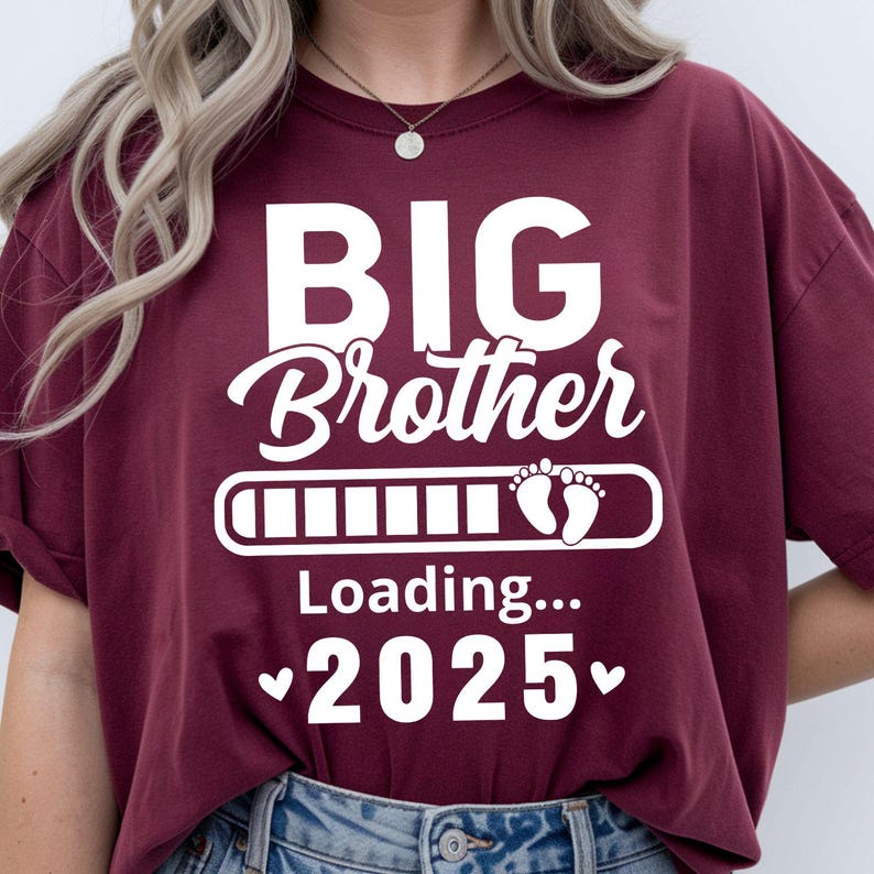 Comfortable personalised big brother t shirt suitable for everyday wear, family outings, school activities, holidays, photoshoots and special occasions. The fun loading design allows future big brothers to proudly celebrate their new family role while enjoying a soft and durable shirt designed for regular use and long-lasting comfort.
