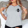 Personalised initial name t shirt, custom monogram t shirt, personalised letter shirt, custom script name tee, personalised gift shirt, monogram clothing, personalised women t shirt, custom name clothing, personalised fashion tee, elegant personalised shirt, custom initial gift, personalised casual wear and premium personalised t shirt printed in the UK.
