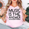Music Is The Answer To Everything t shirt is perfect for concerts, music festivals, choir rehearsals, school music lessons, orchestra practice, recording sessions, church worship, band performances, family gatherings, holidays, birthdays, casual everyday wear, and social events. The bold typography design lets every music lover express their passion with confidence and timeless style.