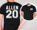 Personalised Sports Jersey T Shirt created for football players, basketball fans, gamers, esports teams, sports clubs, friends, families, stag groups, birthday celebrations, and anyone wanting a custom name and number shirt. Featuring a bold varsity-style name and number design with optional front initials, this premium Sports & Gaming tee from Teezora Prints offers exceptional comfort, premium print quality, and stylish personalised apparel for everyday wear and team events.