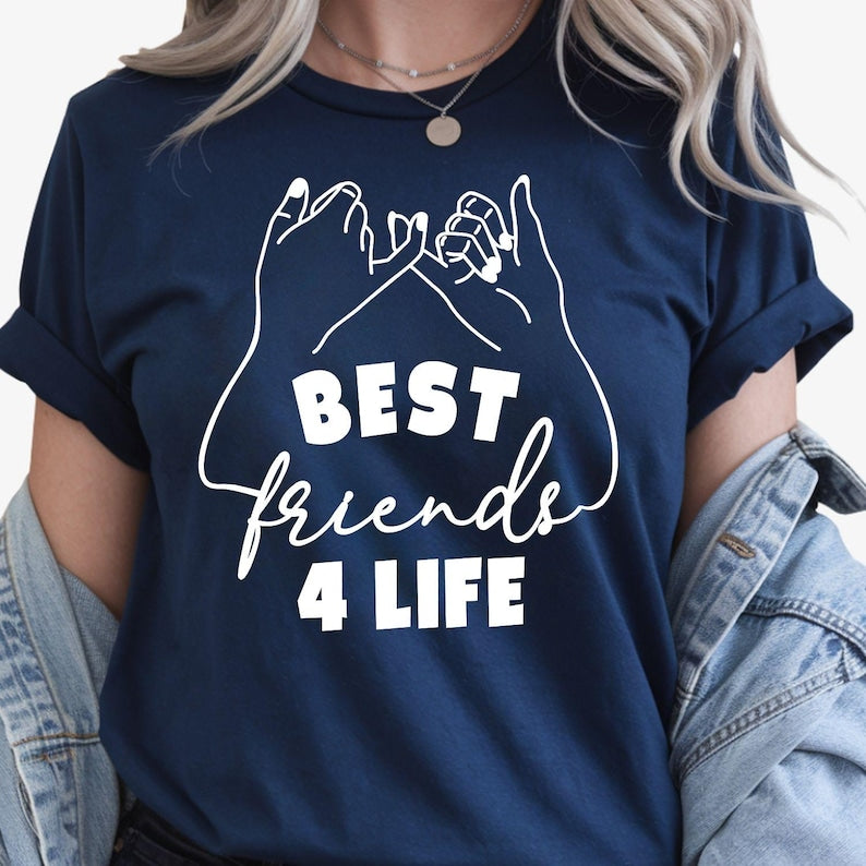 Best Friends 4 Life T Shirt makes a thoughtful gift for best friends, sisters, cousins, roommates, classmates, travel partners, bridesmaids, daughters, and anyone who shares a lifelong friendship. Designed by Teezora Prints, this premium graphic shirt is perfect for birthdays, Christmas, Friendship Day, graduation gifts, girls' holidays, and memorable matching presents.