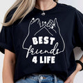 Looking for the perfect matching gift for your best friend? This Best Friends 4 Life T Shirt from Teezora Prints features a beautiful pinky promise design with bold typography that symbolises lifelong friendship. Professionally printed on a premium quality unisex t shirt, it's perfect for birthdays, Christmas, Friendship Day, girls' trips, sleepovers, holidays, and matching outfits for best friends.