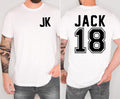 Looking for the perfect personalised sports or gaming shirt? This Personalised Sports Jersey T Shirt from Teezora Prints features your custom name, favourite number, and optional front initials in a bold varsity design inspired by classic sports jerseys. Professionally printed on a premium quality unisex t shirt, it's perfect for birthdays, gaming squads, football teams, basketball clubs, esports events, holidays, and personalised gifts for sports fans.