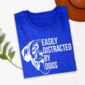 Perfect for dog walks, pet adoption events, dog training classes, animal rescue fundraisers, pet expos, countryside holidays, family outings and casual everyday wear. This Easily Distracted by Dogs shirt combines humour with comfort, while every premium t-shirt is professionally printed in the UK by TeezoraPrints for long-lasting quality and vibrant detail.