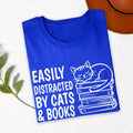 Easily Distracted By Cats & Books T Shirt is perfect for library visits, book club meetings, reading cafés, literary festivals, bookstore shopping, school events, college life, casual weekends, birthdays, holidays, family gatherings, classroom wear, everyday reading sessions, and relaxing evenings at home with your favourite book and cat. Teezora Prints combines premium quality with a charming literary design for true book lovers.