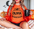 Personalised Pumpkin Season clothing featuring custom name printing and a classic pumpkin illustration, created for autumn lovers who enjoy seasonal activities. Perfect for pumpkin patch visits, Halloween celebrations, autumn walks, family events and cosy weekends. This custom name sweatshirt makes a distinctive personalised gift for women, men, friends, mums, sisters, daughters and pumpkin-loving family